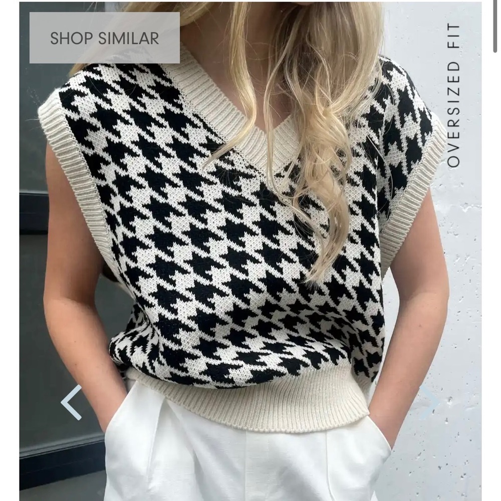 Oak + Fort cream houndstooth sweater vest size S